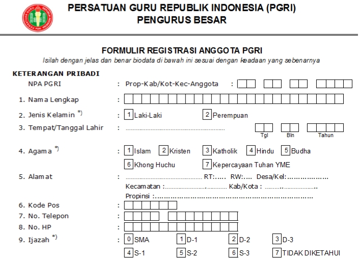 Pendaftaran PGRI Balikpapan - Persatuan Guru Republik Indonesia Cabang Balikpapan